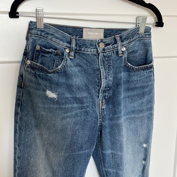 EVERLANE The Cheeky Jean High Rise Distressed Crop Straight 26 - Picture 3 of 7
